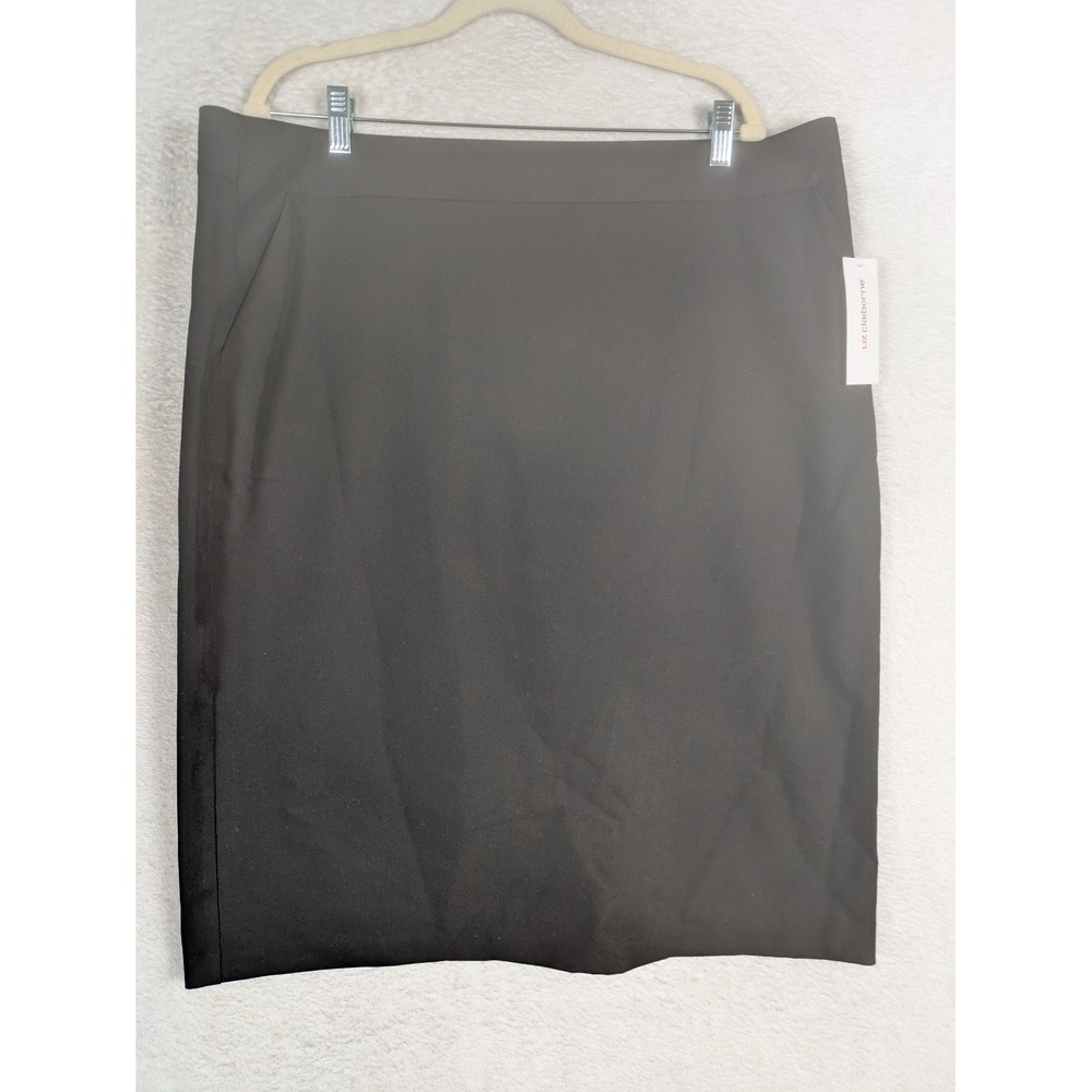 NEW Liz Claiborne Pencil Skirt Women's 18 Black Lined Spandex Blend Professional